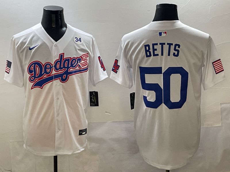 Men Los Angeles Dodgers #50 Betts White Second generation Joint Name Nike 2025 MLB Jersey style 8->los angeles dodgers->MLB Jersey